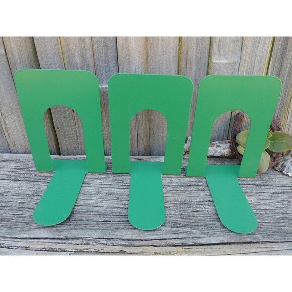 3 Mid Century Modern Bookends: Industrial Style Green Bookend Trio, Office Decor - Picture 3 of 10